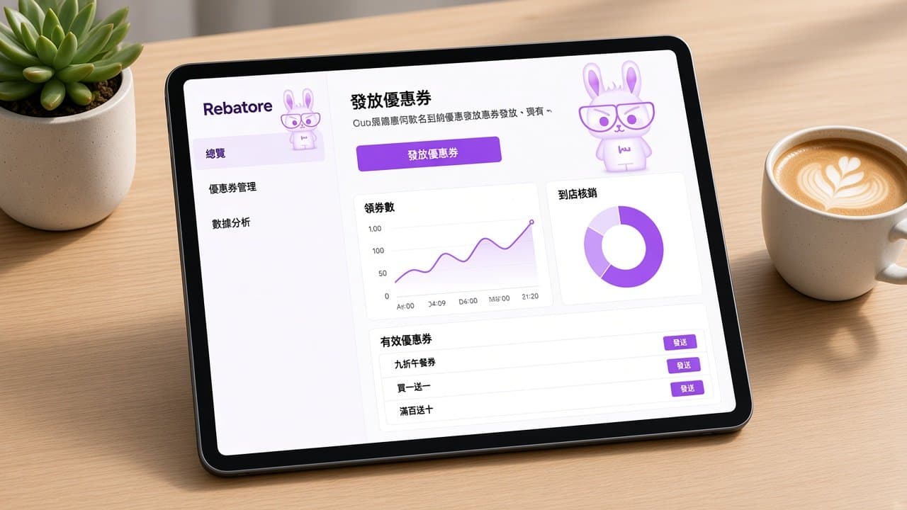 商戶後台:發放優惠券與追蹤到店互動